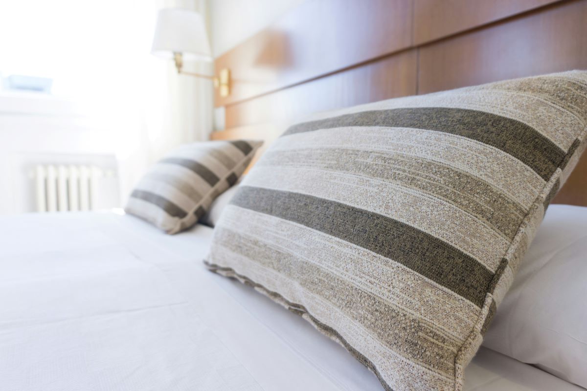 hotel bed with pillows